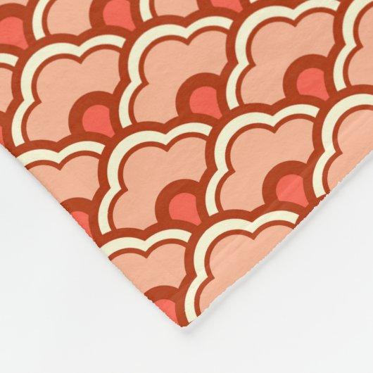 Deco Chinese Scallops, Peach, Rust en Cream Fleece Deken (Hoek)