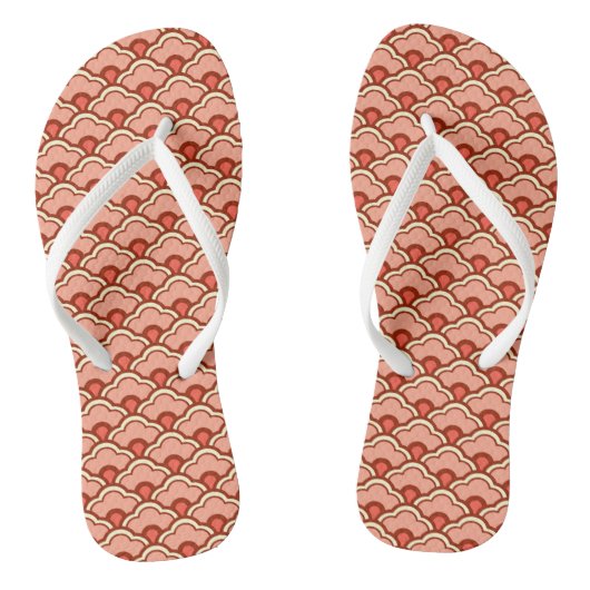 Deco Chinese Scallops, Peach, Rust en Cream Teenslippers (Voetbed)