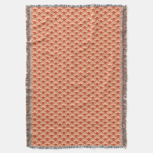 Deco Chinese Scallops, Perzik, Rust en Cream Gooi Deken (Voorkant Verticaal)
