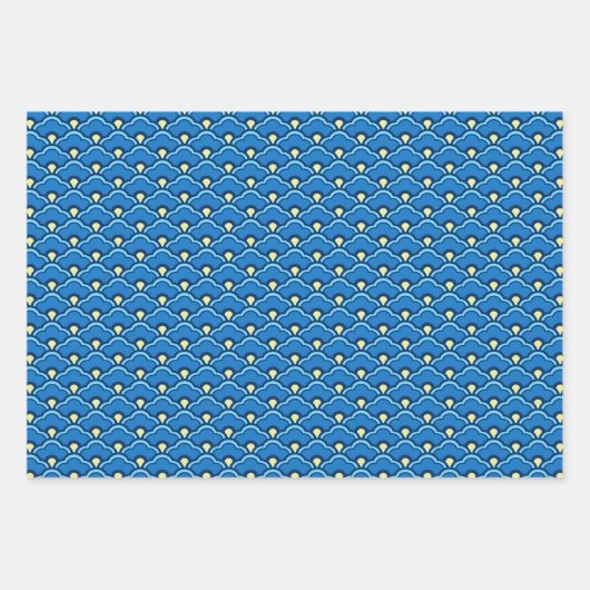 Deco Chinese Scallops, Red, Gold en Blue Inpakpapier Vel (Voorkant 3)