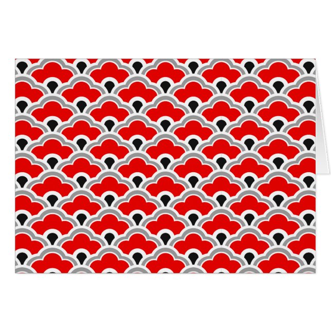 Deco Chinese scallops, rood, grijs, zwart en wit (Voorkant Horizontaal)