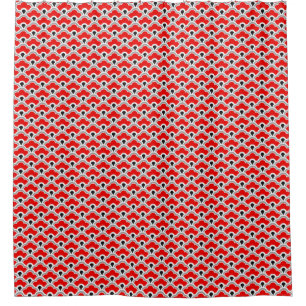 Deco Chinese scallops, rood, grijs, zwart en wit Douchegordijn