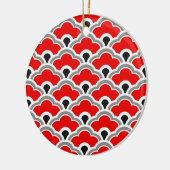 Deco Chinese scallops, rood, grijs, zwart en wit Keramisch Ornament (Links)