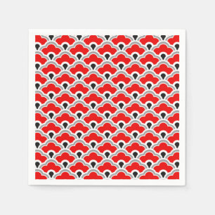 Deco Chinese scallops, rood, grijs, zwart en wit Servet