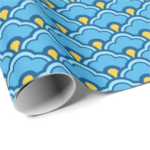 Deco Chinese Scallops, Turquoise en Aqua Cadeaupapier