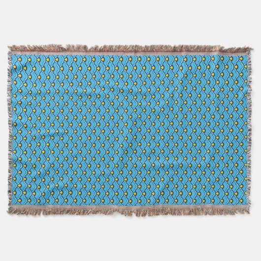 Deco Chinese Scallops, Turquoise en Aqua Deken (Voorkant)