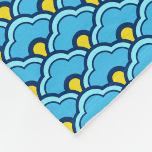 Deco Chinese Scallops, Turquoise en Aqua Fleece Deken