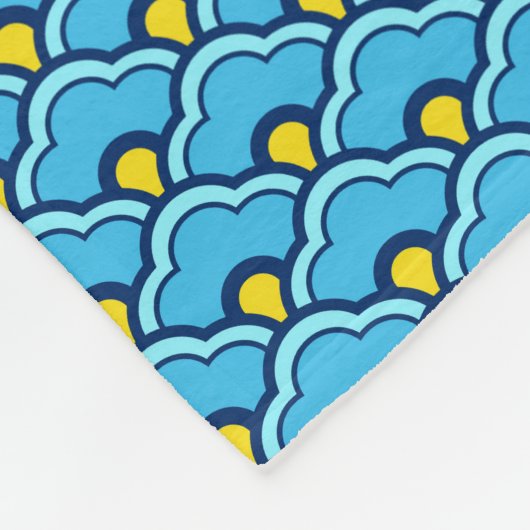 Deco Chinese Scallops, Turquoise en Aqua Fleece Deken (Hoek)
