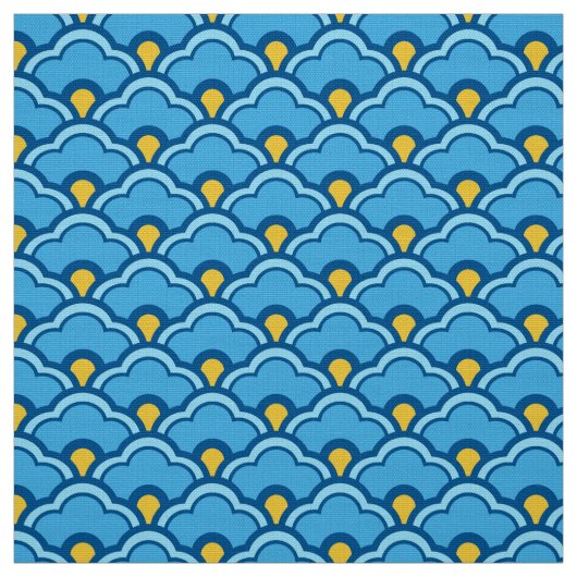 Deco Chinese Scallops, Turquoise en Aqua Stof (Swatch)