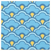 Deco Chinese Scallops, Turquoise en Aqua Stof (Close Up)