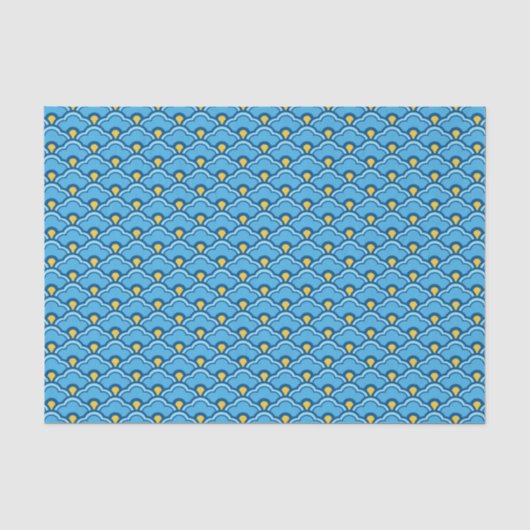 Deco Chinese Scallops, Turquoise en Aqua Tissuepapier (Voorkant)