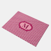 Deco Chinese scallops, wijn en roze met monogram Deurmat (Schuin)