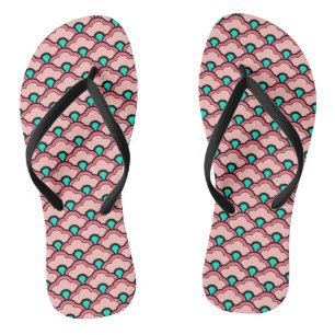 Deco Chinese schelpen, koraalroze en turquoise Teenslippers