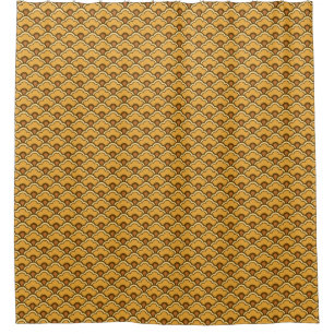 Deco Chinese Schelpen, Mosterd Goud en Bruin Douchegordijn