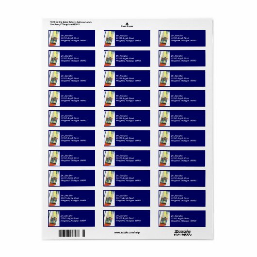 Deco Cityscape wolkenkrabbers Retouradres Labels (Full Sheet)