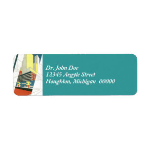 Deco Cityscape wolkenkrabbers Retouradres Labels