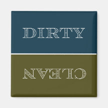 Deco Clean/Dirty Dishwas Magnet (Blauw/Goud)