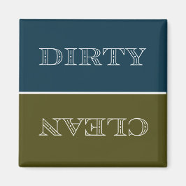Deco Clean/Dirty Dishwas Magnet (Blauw/Goud)