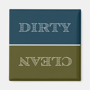 Deco Clean/Dirty Dishwas Magnet (Blauw/Goud)