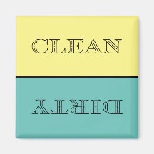 Deco Clean/Dirty Dishwaser Magnet (geel/Blauwgroen