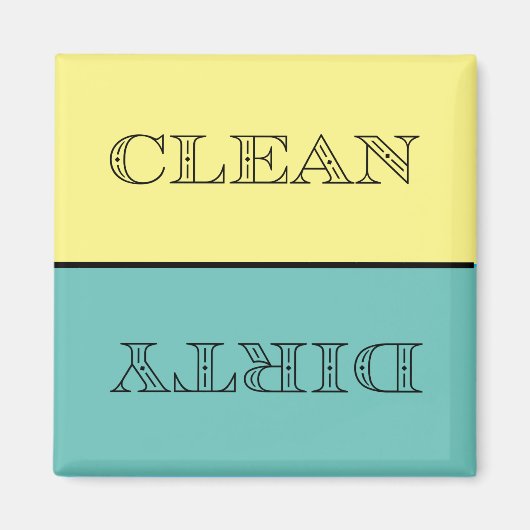 Deco Clean/Dirty Dishwaser Magnet (geel/Blauwgroen (Voorkant)