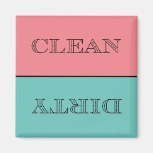 Deco Clean/Dirty Dishwaser Magnet (roze/Blauwgroen