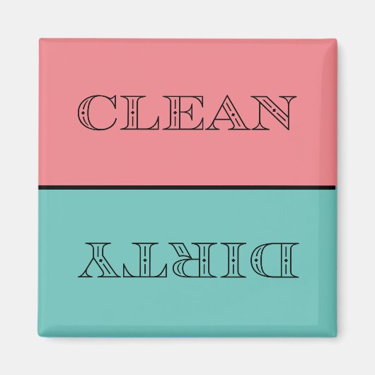 Deco Clean/Dirty Dishwaser Magnet (roze/Blauwgroen (Voorkant)