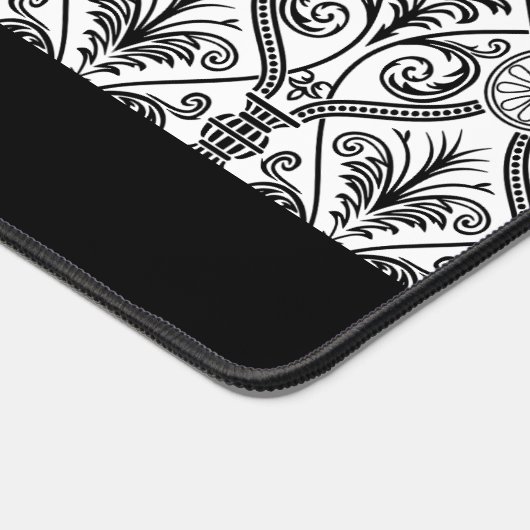 Deco Damast stijl  patroon zwart wit naam Bureaumat (Hoek)