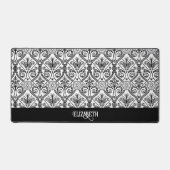 Deco Damast stijl  patroon zwart wit naam Bureaumat (Voorkant)