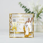 Deco Dame Goud Wit Te Fabulous Verjaardag Kaart (Staand voorkant)