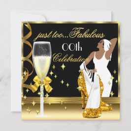 Deco Dame Goud Zwart Te Fabulous Verjaardag Kaart