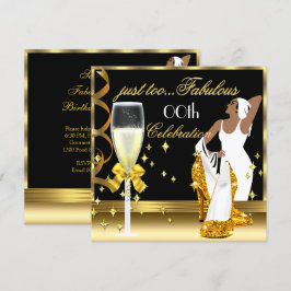 Deco Dame Goud Zwart Te Fabulous Verjaardag Kaart