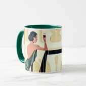Deco dame in groene moderne kunst mok (Voorkant links)
