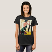 Deco dame in groene moderne kunst t-shirt (Voorkant volledig)