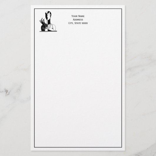  deco-dame met parels wit briefpapier (Voorkant)