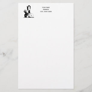 deco-dame met parels wit briefpapier