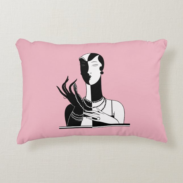  deco-dame met parels wit decoratief kussen (Voorkant)