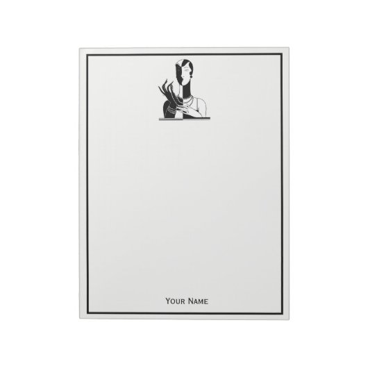 deco-dame met parels wit notitieblok (Linkerzijde)