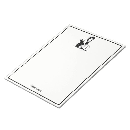  deco-dame met parels wit notitieblok (Schuin)