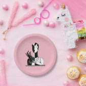 deco-dame met parels wit papieren bordje (Feest)