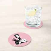  deco-dame met parels wit ronde kartonnen onderzetter (Insitu)