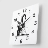 deco-dame met parels wit vierkante klok (Hoek)