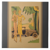 Deco dames en auto tegeltje (Voorkant)