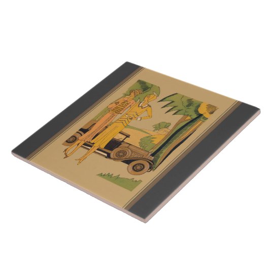 Deco dames en auto tegeltje (Zijkant)