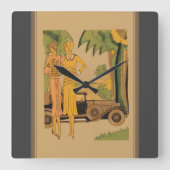 Deco dames en auto vierkante klok (Voorkant)