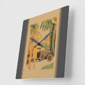 Deco dames en auto vierkante klok (Hoek)
