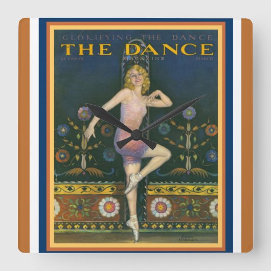 Deco Dance Magazine Wall Clock uit 1920 Vierkante Klok (Voorkant)