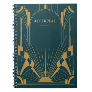 Deco Dawn Teal Sunburst Journaal Notitieboek