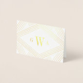 Deco Diamond Monogrammed Gold Foil Stationery Card Folie Kaarten (Voorkant)
