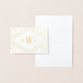Deco Diamond Monogrammed Gold Foil Stationery Card Folie Kaarten (Display)